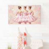 coquette roze ballerina verjaardag spandoek (Insitu)