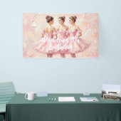 coquette roze ballerina verjaardag spandoek (Beurs)