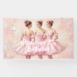coquette roze ballerina verjaardag spandoek