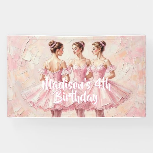 coquette roze ballerina verjaardag spandoek (Horizontaal)