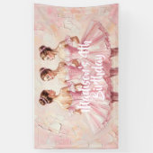 coquette roze ballerina verjaardag spandoek (Verticaal)
