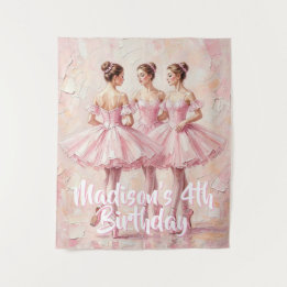 coquette roze ballerina verjaardag wandkleed