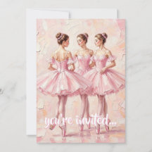 coquette roze ballerina verjaardagsuitnodiging