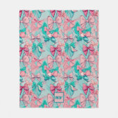 Coquette roze, blauwgroen, magenta boog-thema mono fleece deken (Voorkant)