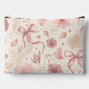 Coquette Roze Bloem Boog Cosmetische Tas