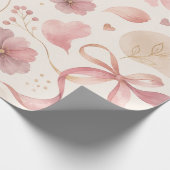 Coquette Roze Bloem Boog Inpakpapier (Hoek)