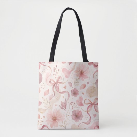 Coquette Roze Bloem Boog Tas (Voorkant)