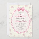 Coquette Roze Bloemen Boog Verjaardag Uitnodiging (Voorkant)