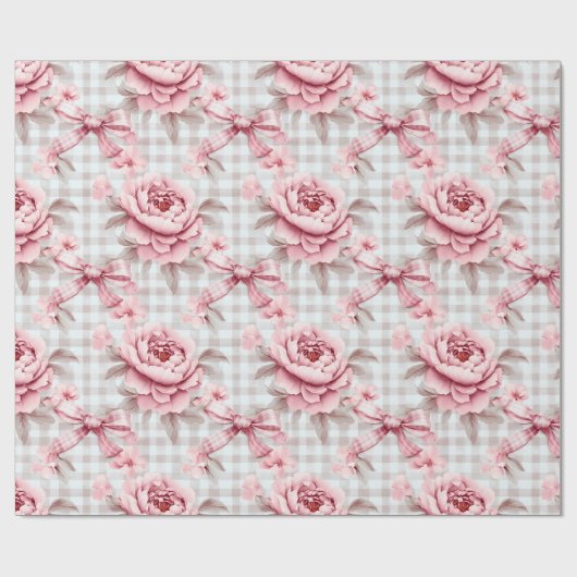 Coquette Roze Bloemen Cadeaupapier (Vlak)