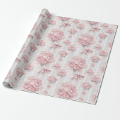 Coquette Roze Bloemen Cadeaupapier (Uitgerold)