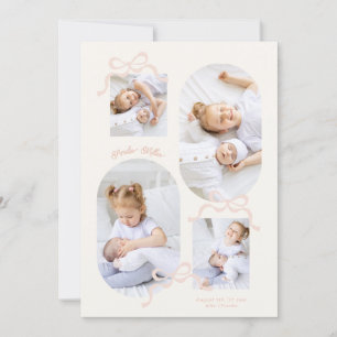 coquette roze bogen collage 4 foto Meisje baby Aankondiging