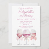 Coquette Roze Bogen en wijn 21e verjaardag Kaart (Voorkant)