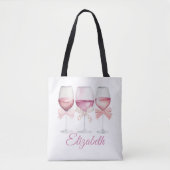 Coquette Roze Bogen en wijn Bachelorette Tote Bag (Voorkant)