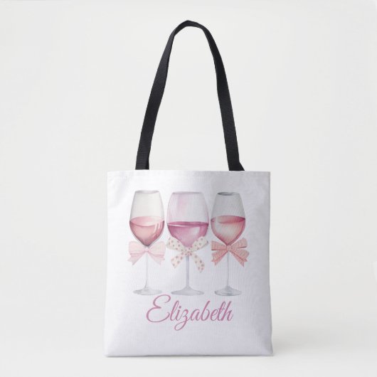 Coquette Roze Bogen en wijn Bachelorette Tote Bag (Voorkant)