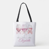 Coquette Roze Bogen en wijn Bachelorette Tote Bag (Achterkant)
