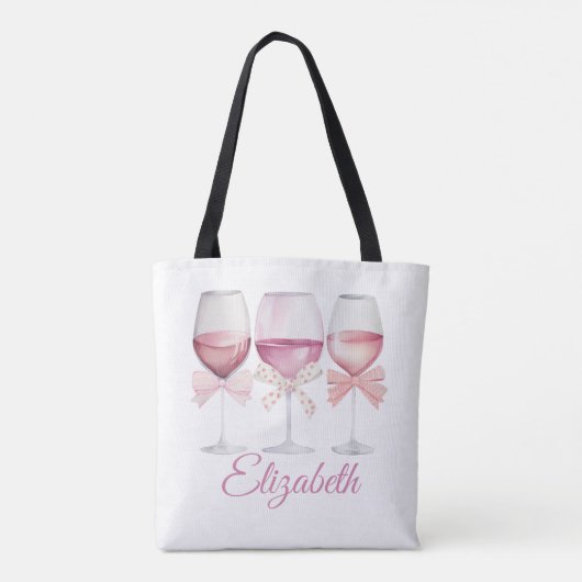 Coquette Roze Bogen en wijn Bachelorette Tote Bag (Achterkant)