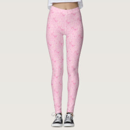 Coquette Roze Bogen Hand getrokken patroon Leggings
