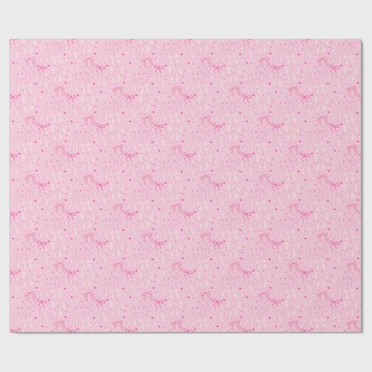 Coquette Roze Bogen & Harten Cadeaupapier (Vlak)