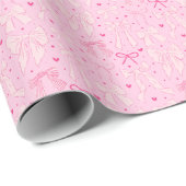 Coquette Roze Bogen & Harten Cadeaupapier (Rol Hoek)