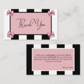 Coquette Roze Bogen Stripe Baby shower Dank u Informatiekaartje (Voorkant / Achterkant)