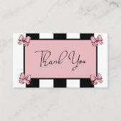 Coquette Roze Bogen Stripe Baby shower Dank u Informatiekaartje (Voorkant)