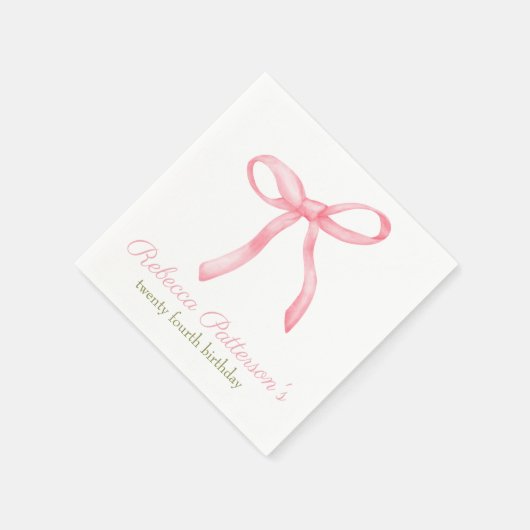 Coquette roze boog aangepaste naam Schattige vrouw Servet (Hoek)