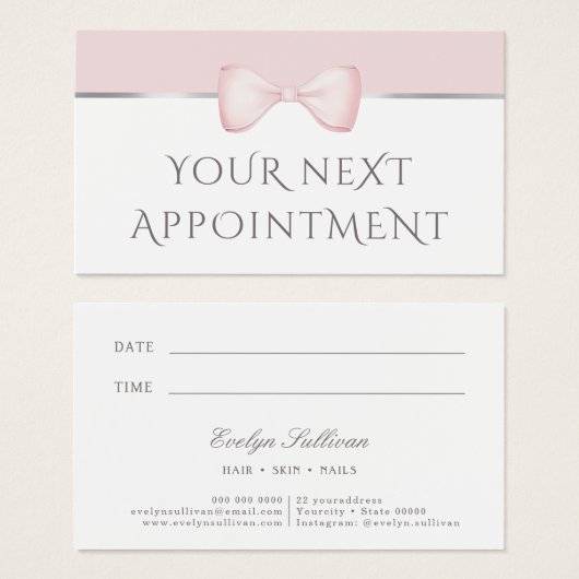 Coquette roze boog afspraak kaart (Voorkant /achterkant)