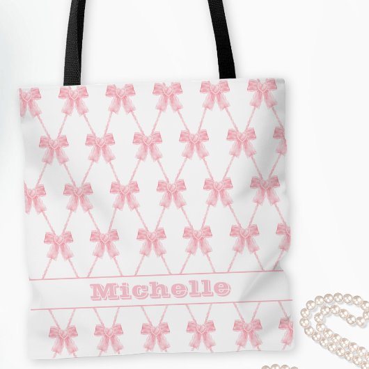 Coquette Roze Boog Bruidsmeisje Tote Bag