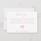 Coquette Roze Boog Dank u Kaarten Notitiekaartje (Voorkant)