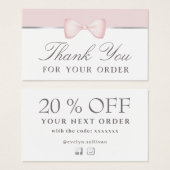 Coquette roze boog dank u kortingskaart visitekaartje (Voorkant /achterkant)