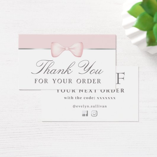 Coquette roze boog dank u kortingskaart visitekaartje (Bureau)