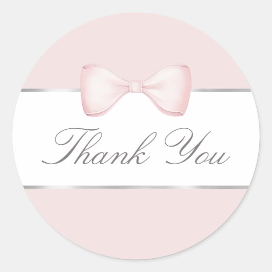 Coquette roze boog dank u sticker (Voorkant)