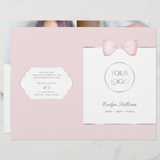 Coquette roze boog diensten menu brochure (Voorkant / Achterkant)