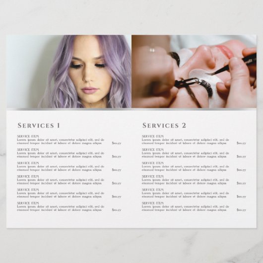 Coquette roze boog diensten menu brochure (Achterkant)