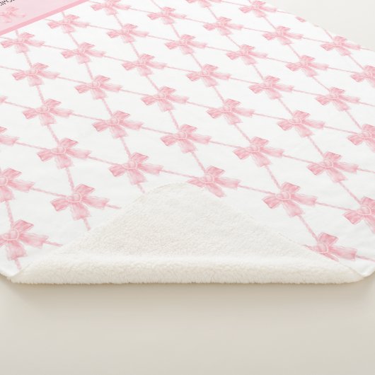 Coquette roze boog gepersonaliseerd sherpa deken (3/4)