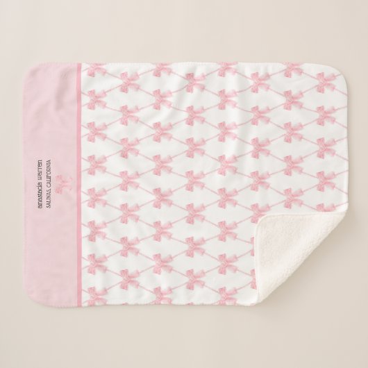Coquette roze boog gepersonaliseerd sherpa deken (Voorkant (horizontaal))