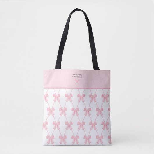 Coquette roze boog gepersonaliseerd tote bag (Voorkant)