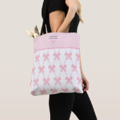 Coquette roze boog gepersonaliseerd tote bag (Dichtbij)