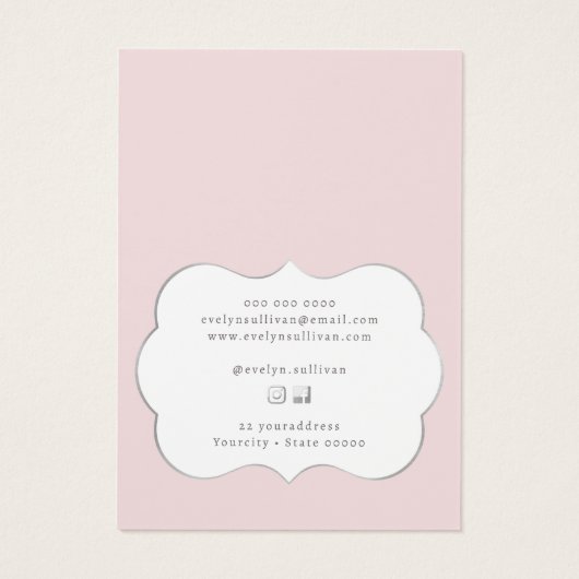 Coquette roze boog ketting display kaart (Achterkant)