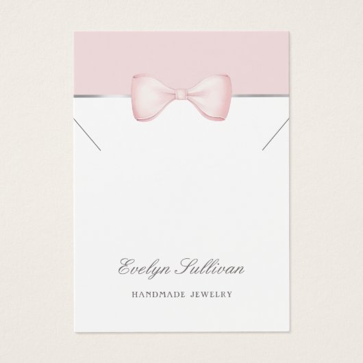 Coquette roze boog ketting display kaart (Voorkant)
