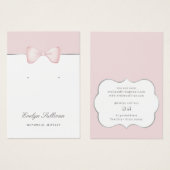 Coquette roze boog oorbel display kaart (Voorkant /achterkant)