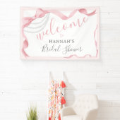 Coquette Roze Boog & Parels Modern Vrijgezellenfee Spandoek (Insitu)