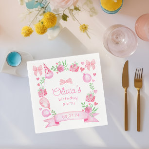 Coquette roze boog preppy meisje verjaardag servet