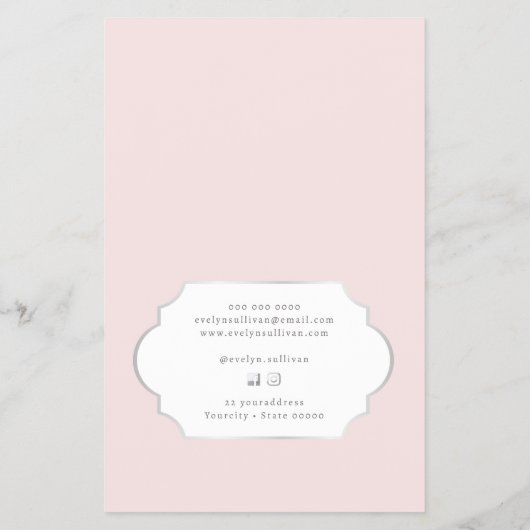 Coquette roze boog prijslijst flyer (Achterkant)