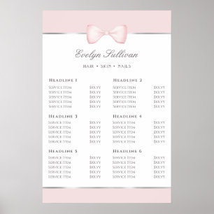 Coquette roze boog prijslijst poster