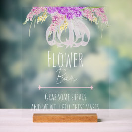 Coquette Roze Boog Roos Boeket Bloem Bar Acryl Bord