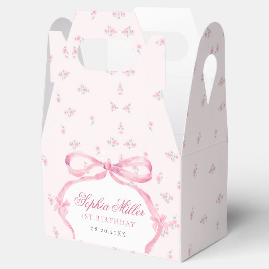 Coquette Roze Boog Verjaardag Bedankdoosjes (Geopend)