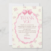 Coquette Roze Boog Verjaardag Bedankt Card (Voorkant)