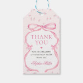 Coquette Roze Boog Verjaardag Cadeaulabel (Voorkant)