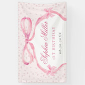 Coquette Roze Boog Verjaardag Spandoek (Verticaal)